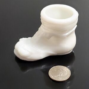 EAPG 2" x 3" Tramp Shoe Milk Glass Toothpick Holder